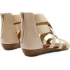 DREAM PAIRS Women’s Elastic Ankle Strap Low Wedges Sandals(Nude)