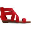DREAM PAIRS Women’s Elastic Ankle Strap Low Wedges Sandals(Red)