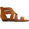 DREAM PAIRS Women’s Elastic Ankle Strap Low Wedges Sandals(Tan)