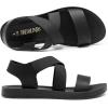 DREAM PAIRS Women’s Open Toe Elastic Ankle Strap Flat Summer Sandals(All Black-elastic)