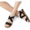 DREAM PAIRS Women’s Open Toe Elastic Ankle Strap Flat Summer Sandals(Black)