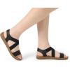 DREAM PAIRS Women’s Open Toe Elastic Ankle Strap Flat Summer Sandals(Black)
