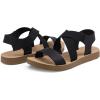 DREAM PAIRS Women’s Open Toe Elastic Ankle Strap Flat Summer Sandals(Black)
