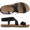 DREAM PAIRS Women’s Open Toe Elastic Ankle Strap Flat Summer Sandals(Black-1)