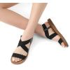 DREAM PAIRS Women’s Open Toe Elastic Ankle Strap Flat Summer Sandals(Black-1)