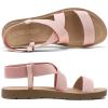 DREAM PAIRS Women’s Open Toe Elastic Ankle Strap Flat Summer Sandals(Blush)