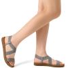 DREAM PAIRS Women’s Open Toe Elastic Ankle Strap Flat Summer Sandals(Grey)
