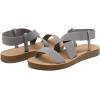 DREAM PAIRS Women’s Open Toe Elastic Ankle Strap Flat Summer Sandals(Grey)