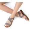 DREAM PAIRS Women’s Open Toe Elastic Ankle Strap Flat Summer Sandals(Grey)