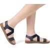 DREAM PAIRS Women’s Open Toe Elastic Ankle Strap Flat Summer Sandals(Navy)