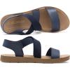 DREAM PAIRS Women’s Open Toe Elastic Ankle Strap Flat Summer Sandals(Navy)