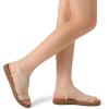 DREAM PAIRS Women’s Open Toe Elastic Ankle Strap Flat Summer Sandals(Nude)