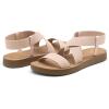 DREAM PAIRS Women’s Open Toe Elastic Ankle Strap Flat Summer Sandals(Nude)