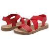 DREAM PAIRS Women’s Open Toe Elastic Ankle Strap Flat Summer Sandals(Red)