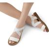 DREAM PAIRS Women’s Open Toe Elastic Ankle Strap Flat Summer Sandals(White)