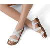 DREAM PAIRS Women’s Open Toe Elastic Ankle Strap Flat Summer Sandals(White-1)