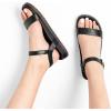 DREAM PAIRS Women’s Open Toe Flat Sandals Cute One Band Comfort Arch Support Sandals(Black)
