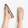 DREAM PAIRS Women’s Open Toe Flat Sandals Cute One Band Comfort Arch Support Sandals(Nude)