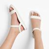 DREAM PAIRS Women’s Open Toe Flat Sandals Cute One Band Comfort Arch Support Sandals(White)