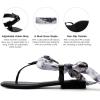 DREAM PAIRS Women’s T-Strap Thong Flat Sandals with Cute Square Toe Strappy for Summer(Black)