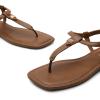 DREAM PAIRS Women’s T-Strap Thong Flat Sandals with Cute Square Toe Strappy for Summer(Brown)
