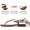 DREAM PAIRS Women’s T-Strap Thong Flat Sandals with Cute Square Toe Strappy for Summer(Brown)