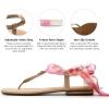 DREAM PAIRS Women’s T-Strap Thong Flat Sandals with Cute Square Toe Strappy for Summer(Nude)
