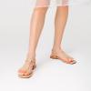 DREAM PAIRS Women’s T-Strap Thong Flat Sandals with Cute Square Toe Strappy for Summer(Nude)