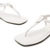 DREAM PAIRS Women’s T-Strap Thong Flat Sandals with Cute Square Toe Strappy for Summer(White)