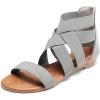 DREAM PAIRS Women’s Elastic Ankle Strap Low Wedges Sandals(Grey)