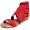 DREAM PAIRS Women’s Elastic Ankle Strap Low Wedges Sandals(Red)