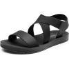 DREAM PAIRS Women’s Open Toe Elastic Ankle Strap Flat Summer Sandals(All Black-elastic)