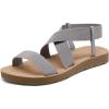 DREAM PAIRS Women’s Open Toe Elastic Ankle Strap Flat Summer Sandals(Grey)