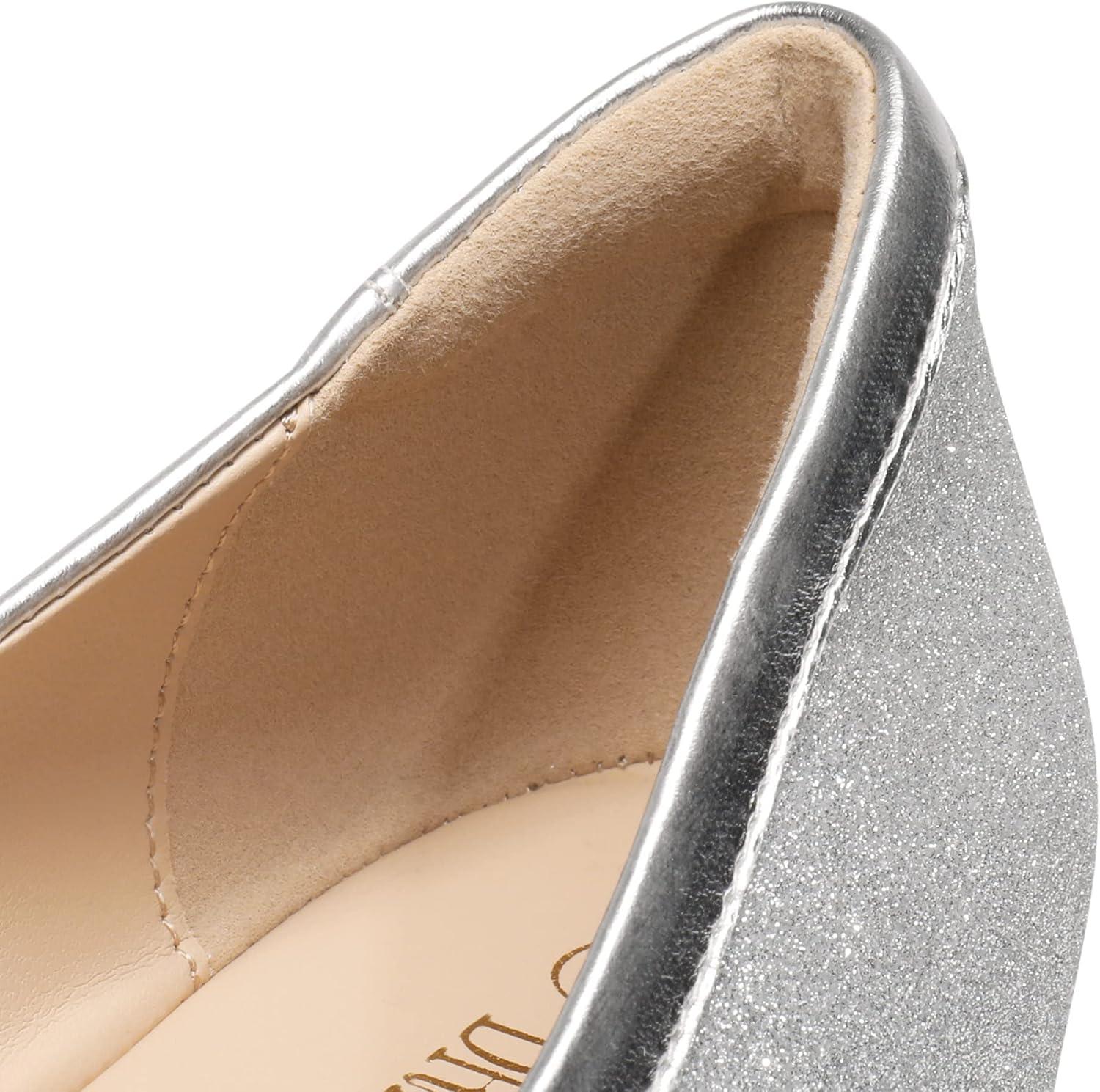 imageDREAM PAIRS Womens Low Wedge Dressy Flats Comfortable Square Toe Rhinestone Wedding ShoesSilverglitter