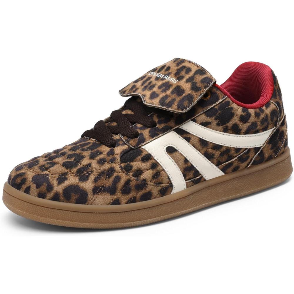 imageDREAM PAIRS Womens Tennis Sneakers Walking Casual LaceUp Footwear Comfortable Trendy FoldOver Design Fashion Sneakers ShoesLeopardfabric