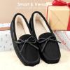 DREAM PAIRS Women’s House Slippers Indoor Outdoor Moccasin Fuzzy Fluffy Furry Loafers Suede Leather Warm Shoes(Black)
