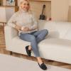 DREAM PAIRS Women’s House Slippers Indoor Outdoor Moccasin Fuzzy Fluffy Furry Loafers Suede Leather Warm Shoes(Black)