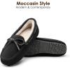 DREAM PAIRS Women’s House Slippers Indoor Outdoor Moccasin Fuzzy Fluffy Furry Loafers Suede Leather Warm Shoes(Black)