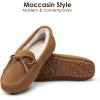 DREAM PAIRS Women’s House Slippers Indoor Outdoor Moccasin Fuzzy Fluffy Furry Loafers Suede Leather Warm Shoes(Chesnut)