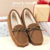 DREAM PAIRS Women’s House Slippers Indoor Outdoor Moccasin Fuzzy Fluffy Furry Loafers Suede Leather Warm Shoes(Chesnut)