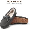 DREAM PAIRS Women’s House Slippers Indoor Outdoor Moccasin Fuzzy Fluffy Furry Loafers Suede Leather Warm Shoes(Grey)