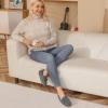 DREAM PAIRS Women’s House Slippers Indoor Outdoor Moccasin Fuzzy Fluffy Furry Loafers Suede Leather Warm Shoes(Grey)