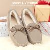 DREAM PAIRS Women’s House Slippers Indoor Outdoor Moccasin Fuzzy Fluffy Furry Loafers Suede Leather Warm Shoes(Sand)