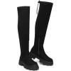 DREAM PAIRS Women’s Over The Knee Platform Thigh High Boots Long Stretch Soft Chunky Lug Sole Fall Boots(Black/Suede)