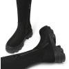 DREAM PAIRS Women’s Over The Knee Platform Thigh High Boots Long Stretch Soft Chunky Lug Sole Fall Boots(Black/Suede)