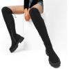 DREAM PAIRS Women’s Over The Knee Platform Thigh High Boots Long Stretch Soft Chunky Lug Sole Fall Boots(Black/Suede)