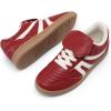 DREAM PAIRS Women’s Tennis Sneakers Walking Casual Lace-Up Footwear Comfortable Trendy Fold-Over Design Fashion Sneakers Shoes(Red)