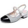 DREAM PAIRS Girls Dress Shoes Slingback Heels Round Toe Pump for Little Big Kids Flower Party Wedding Princess(Silver/Black)