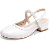 DREAM PAIRS Girls Dress Shoes Slingback Heels Round Toe Pump for Little Big Kids Flower Party Wedding Princess(White)
