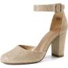 DREAM PAIRS Women’s High Heel Ankle Strap Closed Toe Chunky Wedding Pumps Shoes(Gold/Glitter)